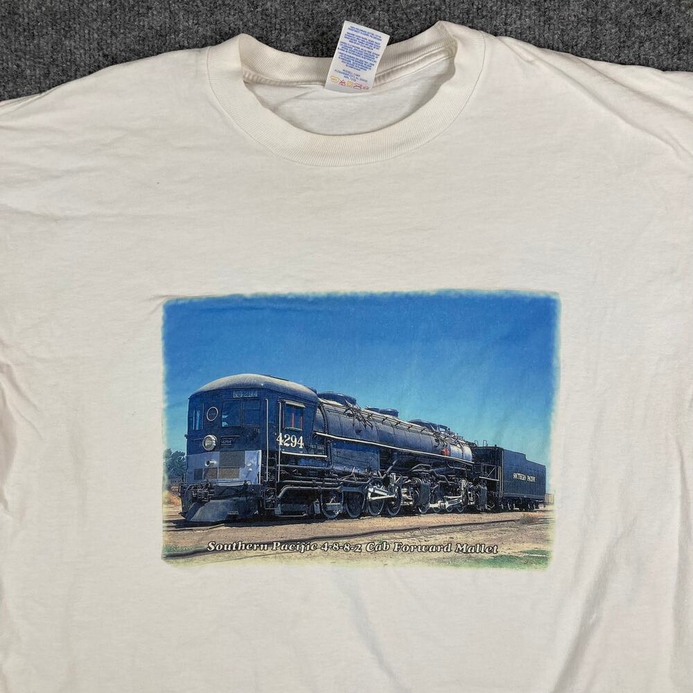 Jerzees T-Shirt Mens Size‎ XL White Graphic Train Southern Pacific Vintage